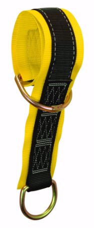 Picture of Web Pass-through Anchor Sling with 2 D-rings and 3" Wear Pad.  3'