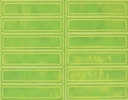 Picture of 1 x 4 Inch, Fluorescent Lime, Prismatic Reflective Stickers (16 per Sheet)