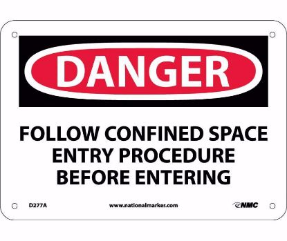 Picture of DANGER CONFINED SPACE SIGN, 7" X 10" aluminum, EACH