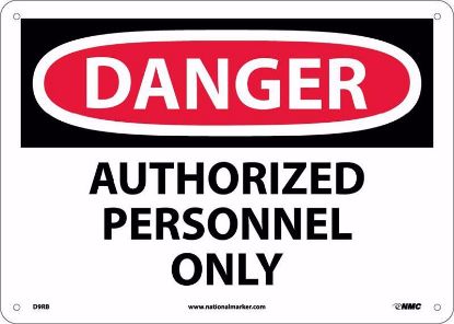 Picture of DANGER AUTHORIZED PERSONNEL ONLY SIGN, 7" X  10" adhesive vinyl, per EACH
