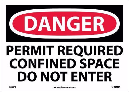 Picture of DANGER CONFINED SPACE PERMIT REQUIRED SIGN. 10" X 14". adhesive backed vinyl, per EACH
