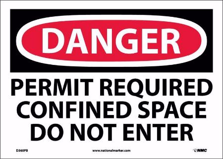 Picture of DANGER CONFINED SPACE PERMIT REQUIRED SIGN. 10" X 14". adhesive backed vinyl, per EACH