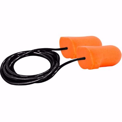 Picture of T-Shape Disposable Soft Polyurethane Foam Corded Ear Plugs - NRR 32, corded, PER BX