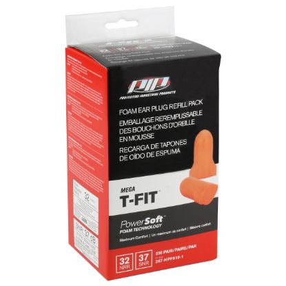 Picture of T-Shape Disposable Soft Polyurethane Foam Ear Plugs - Dispenser Refill Pack, 250 PR/BX, PER BOX