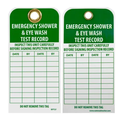 Picture of Emergency shower and eyewash inspection tag w/grommet 25/PK, PER PACK