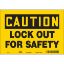 Picture of CAUTION LOCKOUT FOR SAFETY aluminum sign, 10" X 14", PER EACH