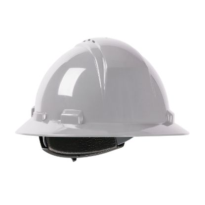 Picture of LOGO Vented, Gray Full Brim Hard Hat with HDPE Shell, 4-Point Textile Suspension and Wheel Ratchet Adjustment, PER EACH