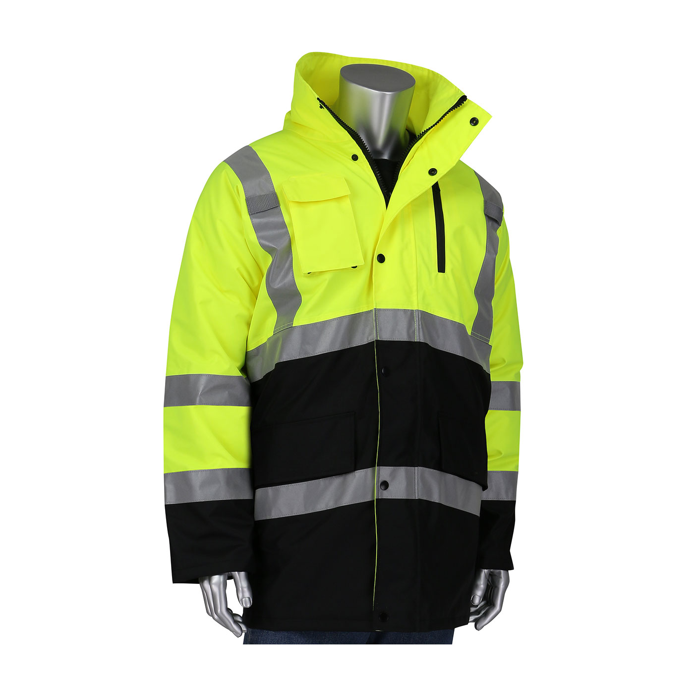 Picture of ANSI Type R Class 3 Black Bottom Coat with Built-in Quilted Insulation, CHOOSE SIZE!