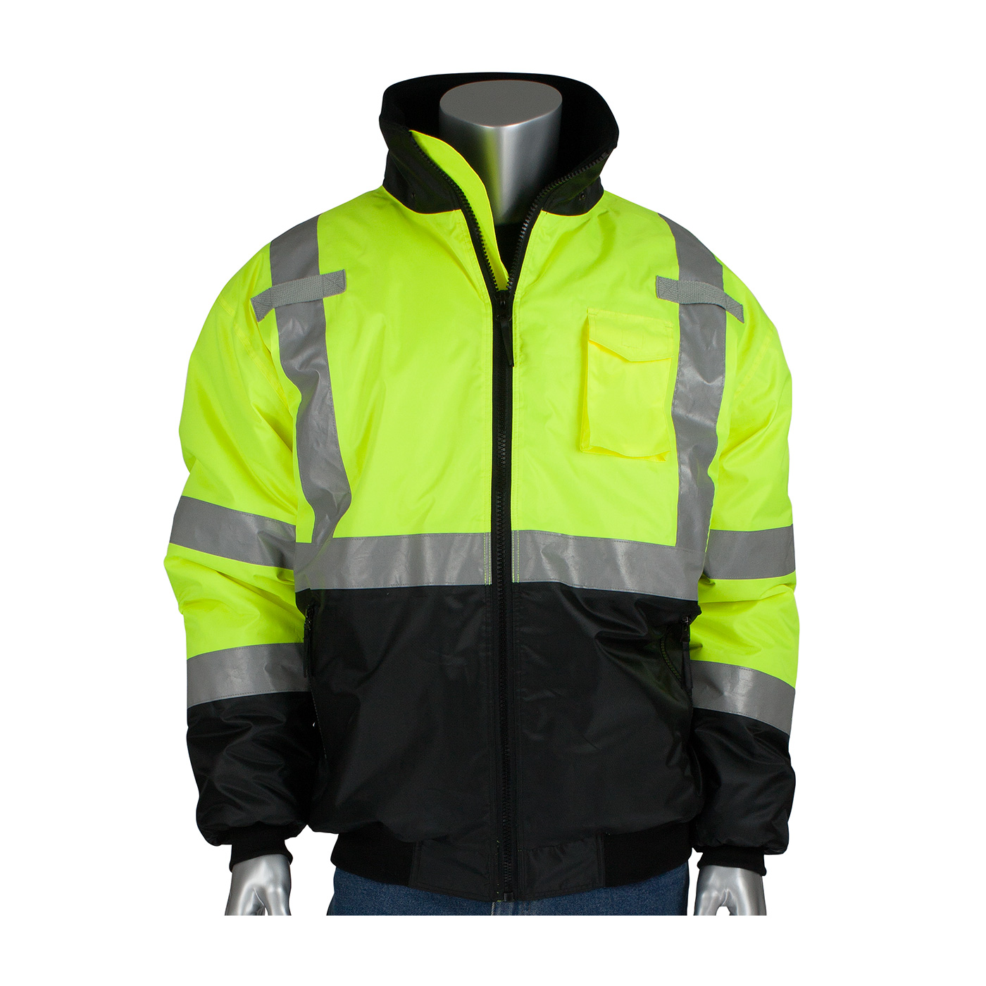 Picture of ANSI Type R Class 3 Value Black Bottom Bomber Jacket, CHOOSE SIZE!