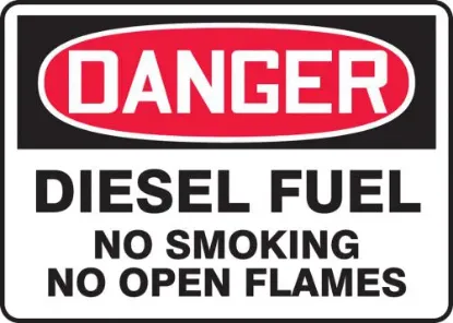 Picture of OSHA Danger Safety Sign: Diesel Fuel - No Smoking - No Open Flames, 10" X 14", Accu-Shield, PER EACH