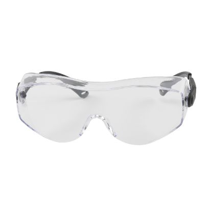 Picture of OverSite™ OTG Rimless Safety Glasses with Black / Gray Temple, Clear Lens and Anti-Scratch Coating, PER DZ