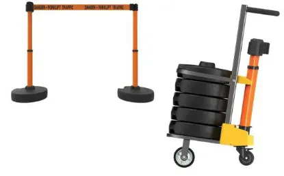 Picture of Mobile Banner Stake Stanchion Cart: Orange Belt