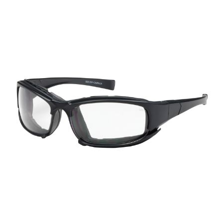 Picture of Cefiro™ Full Frame Safety Glasses with Black Frame, Rubber Foam Padding, Clear Lens and Anti-Scratch / Anti-Fog Coating, PER DOZEN