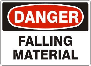 Picture of 7x10 DANGER FALLING MATERIALS Adhesive Vinyl Sign, Each