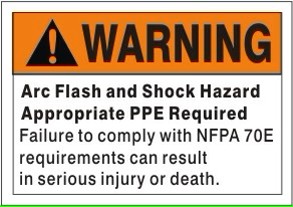 Picture of WARNING ARC FLASH AND SHOCK HAZARD APPROPRIATE PPE REQUIRED FAILURE  3"X5" Adhesive vinyl, per each