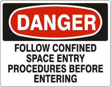 Picture of DANGER CONFINED SPACE SIGN, 7" X 10" aluminum, EACH