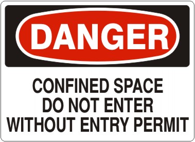 Picture of CONFINED SPACE DO NOT ENTER WITHOUT ENTRY PERMIT – DANGER SIGN, 10" X 14". adhesive backed vinyl, per EACH