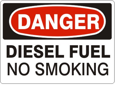 Picture of DIESEL FUEL NO SMOKING – DANGER SIGN, 10" x 14" PLASTIC, PER EACH
