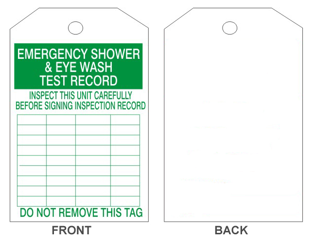 Picture of EMERGENCY SHOWER & EYE WASH TAGS, 6" X 3" RIGID VINYL W/NYLON TIES, 25/PK, PER PACK