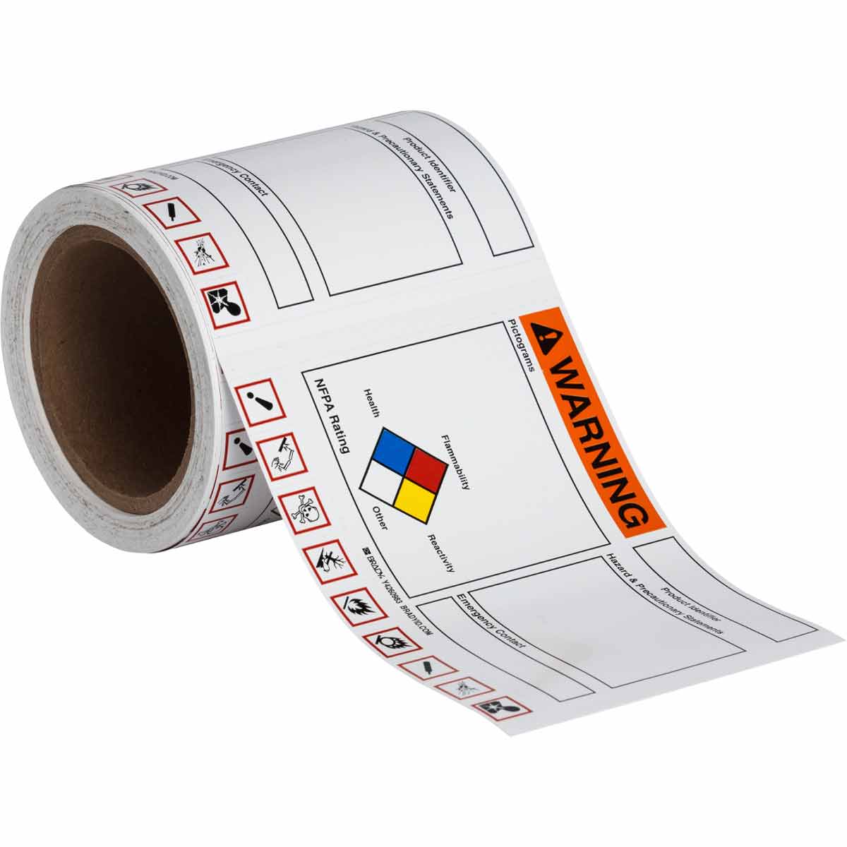 Picture of Write-On GHS and NFPA Labels With Die-Cut GHS Pictos,  100 labels per roll, PER ROLL